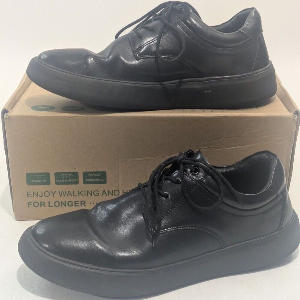 Orthocomfoot Men’s Black‎ Leather Casual Shoes Lace-Up Size 44 (US ~10)